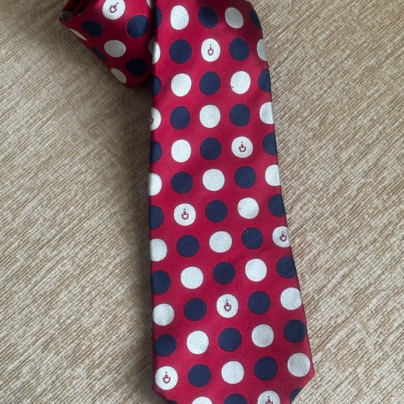Gucci Red and Blue Polka Dot Silk Tie - Picture 1 of 5
